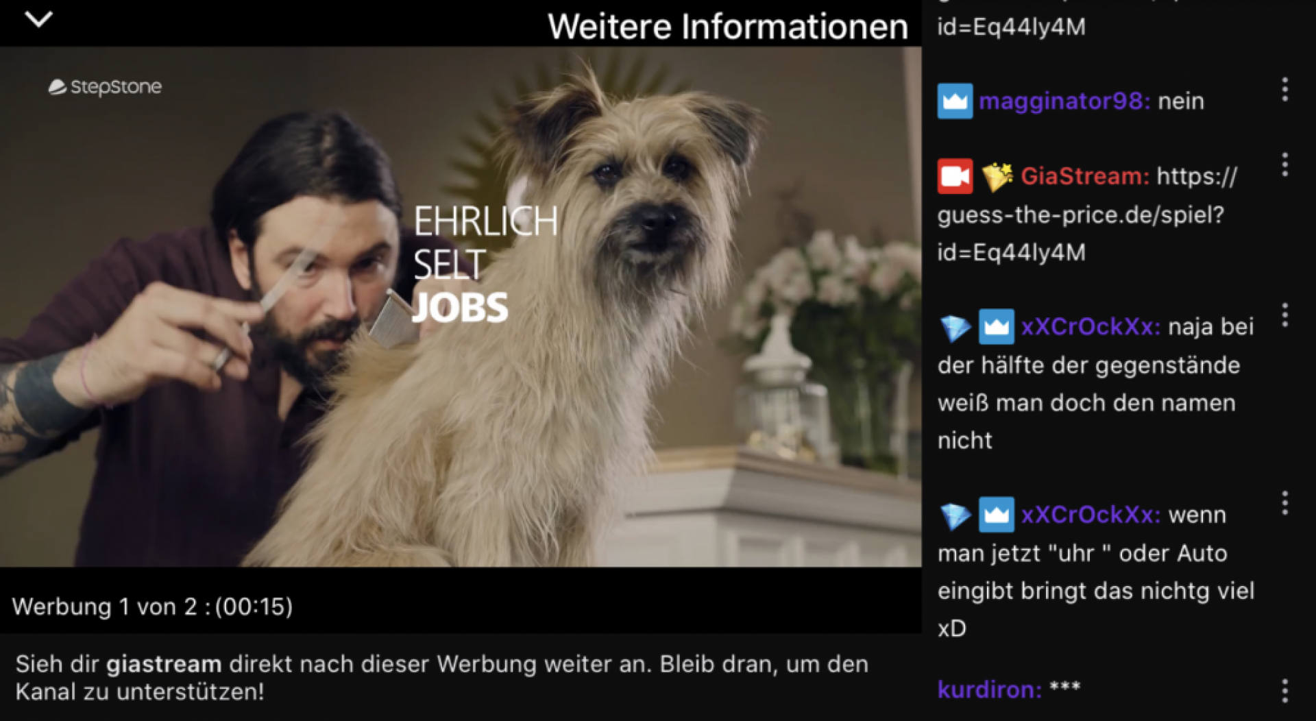 Twitch-Werbeblock innerhalb eines Streams