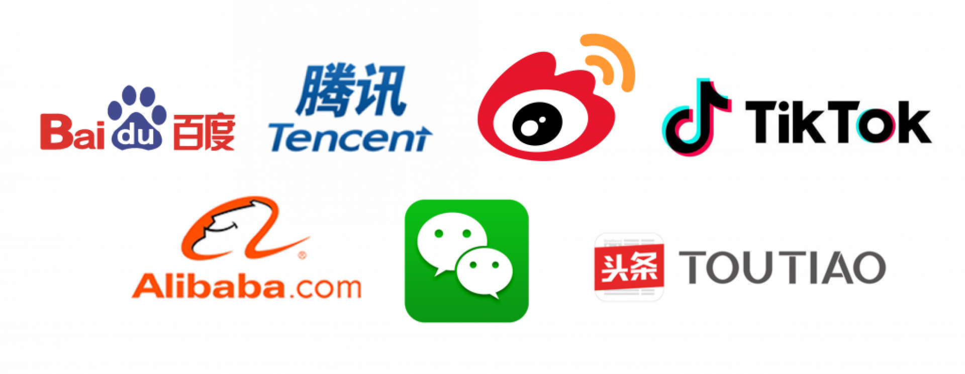 China Marketingkanäle alibaba, baidu, tencent, toutiao, wechat, weibo